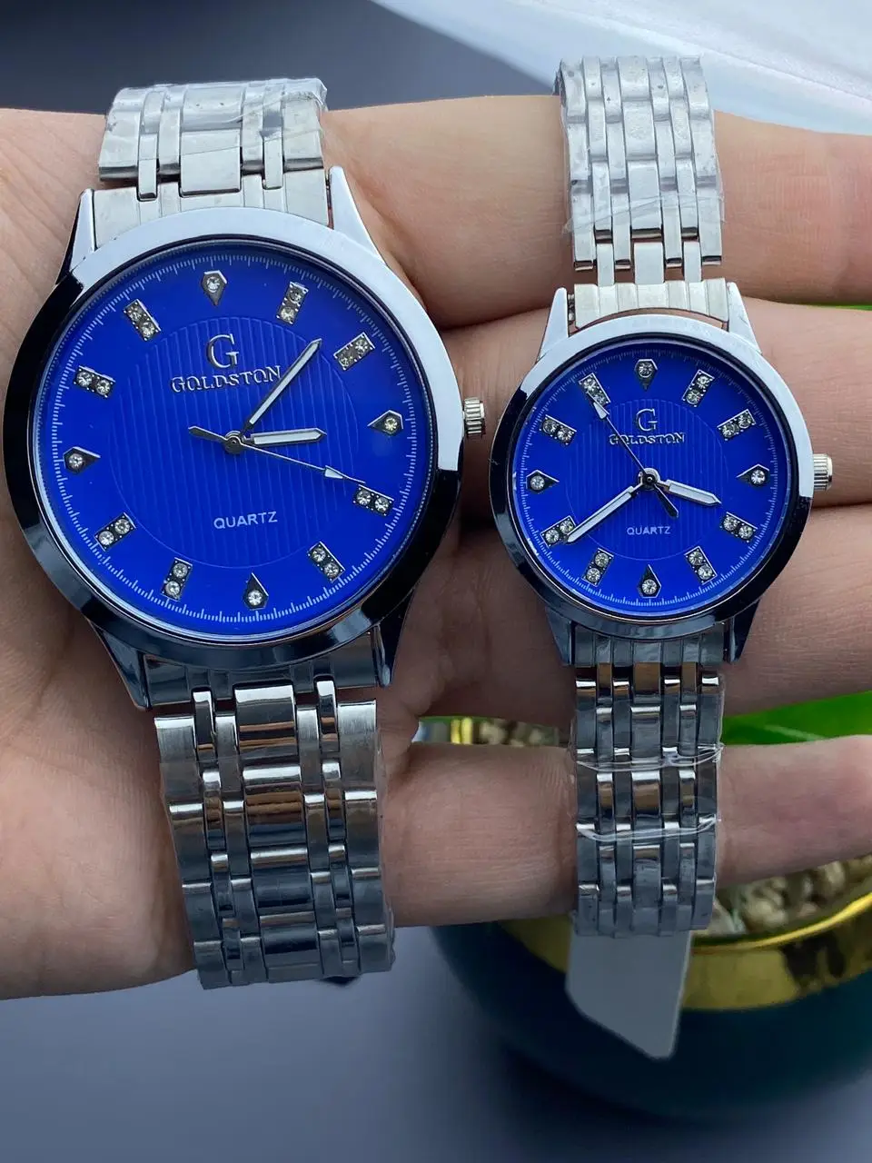 Sparkling Blue: Goldston Matching Couple Watches