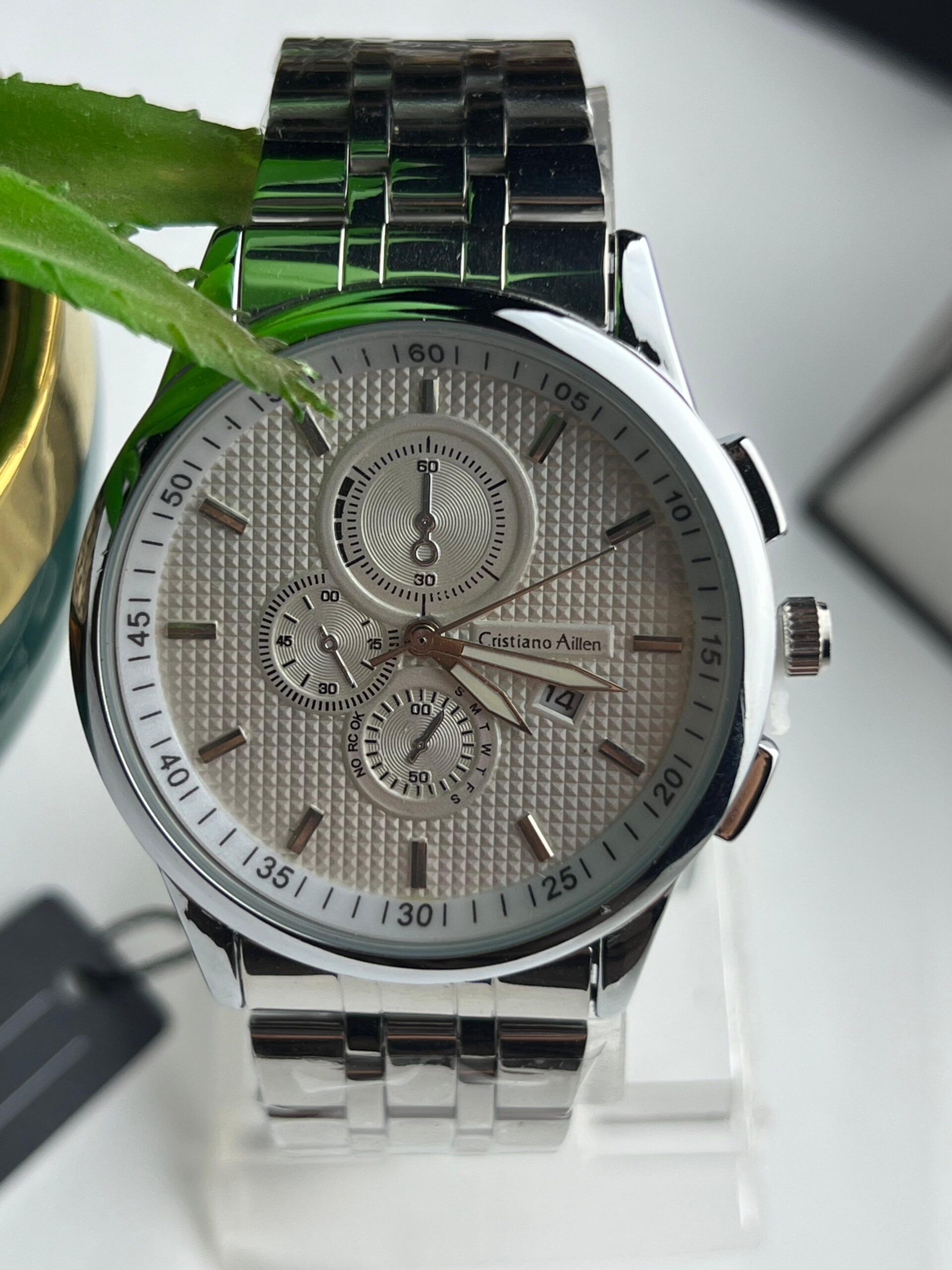 Cristiano Aillen Men's Chrono-Style Watch - Silver-Tone Dial & Bracelet - Image 4