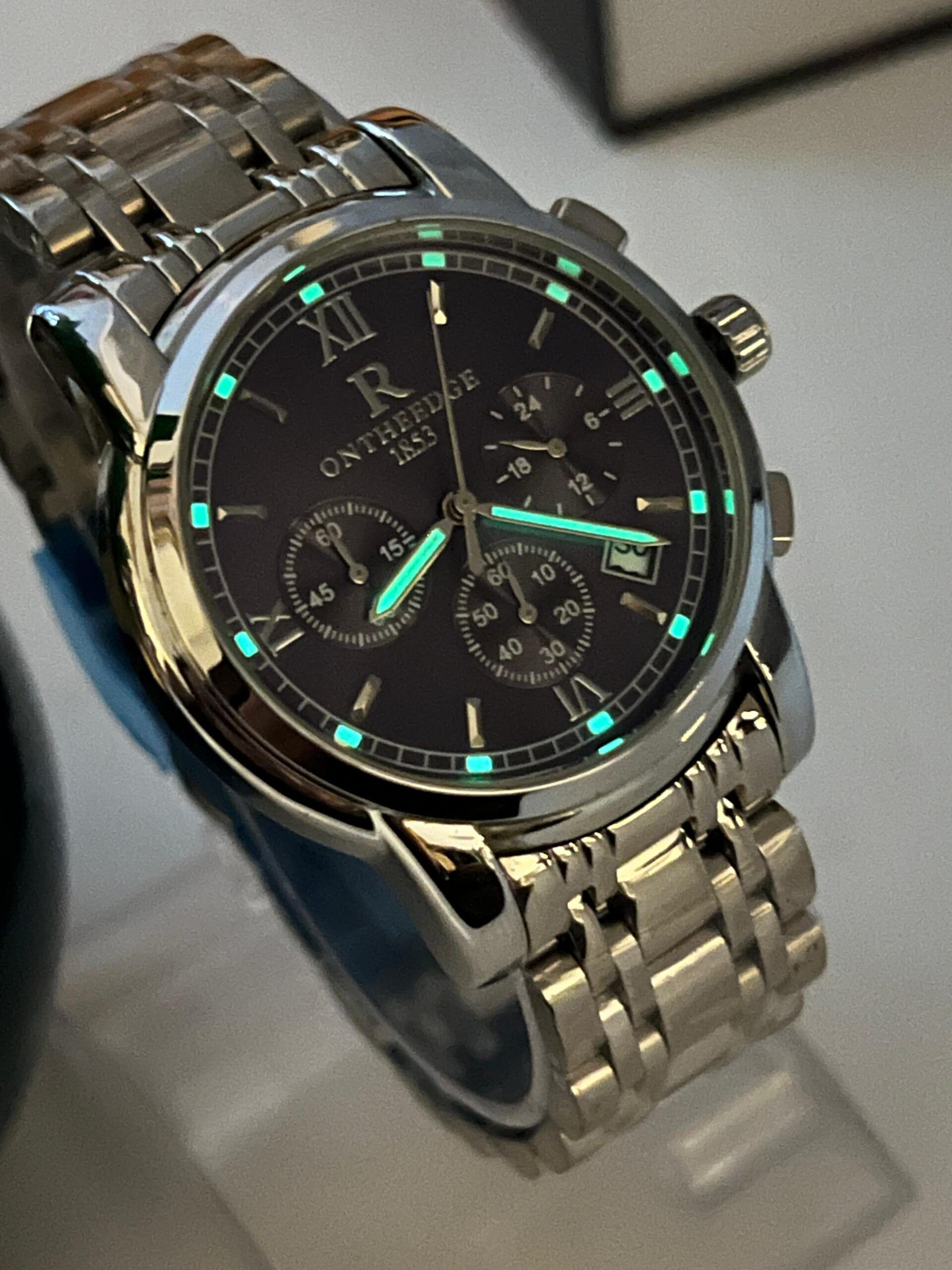 Luxury Chronograph Watch for Men - Crystal Markers, Date & Sub-Dials