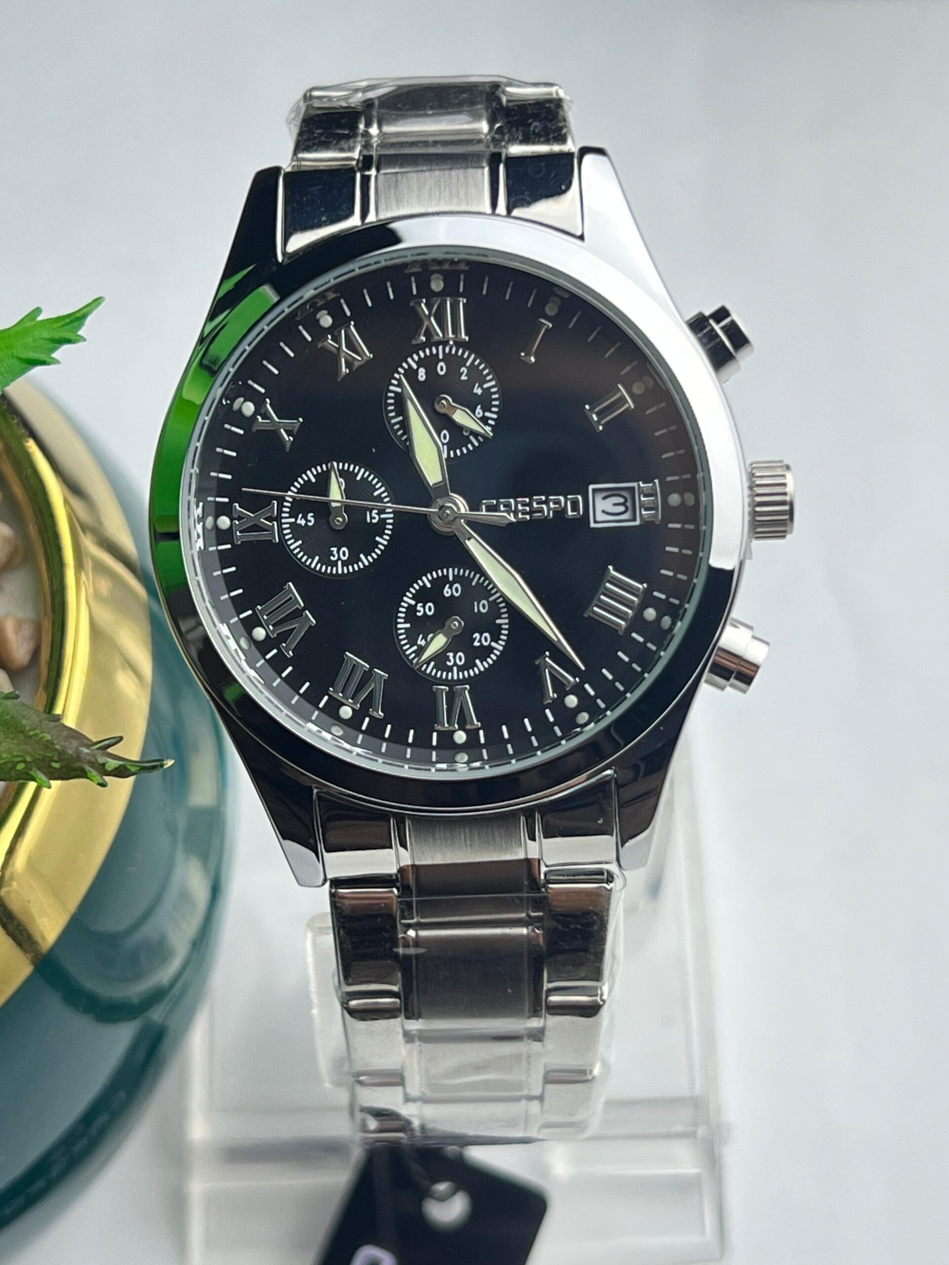 Luxury Chronograph Watch for Men - Crystal Markers, Date & Sub-Dials - Image 3